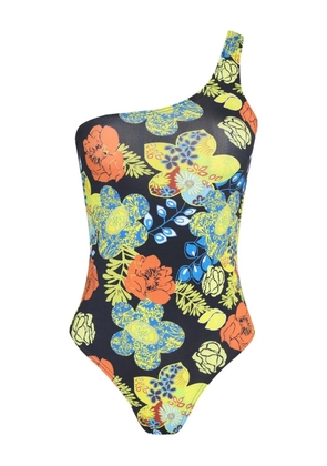 Amir Slama one-shoulder floral swimsuit - Black