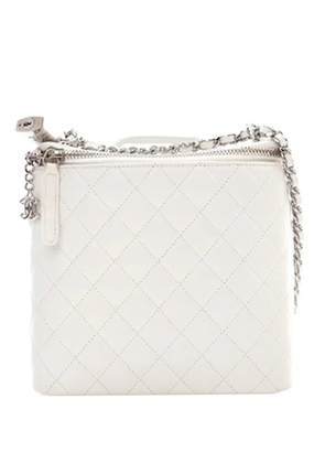 CHANEL Pre-Owned 2011 Large Quilted Lambskin Top Handle Jewelry Box With Chain vanity bag - White