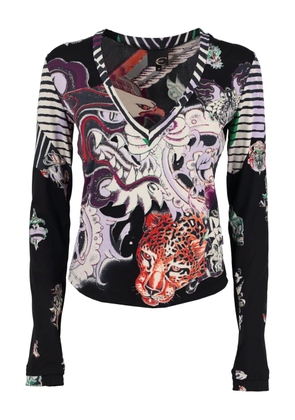 Just Cavalli tattoo-print blouse - Black