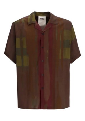 OAS Company Meld striped-print short-sleeve shirt - Brown