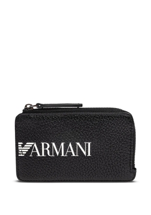 Emporio Armani logo-plaque zip-around cardholder - Black
