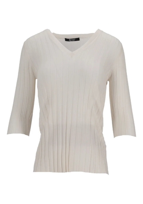 La-Rose V-neck ribbed top - Neutrals
