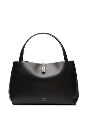 Loulou clasp-detail leather shoulder bag - Black