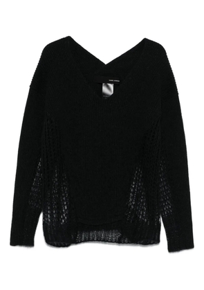 Isabel Benenato V-neck open-knit sweater - Black