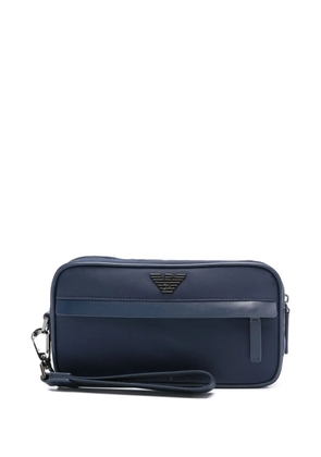 Emporio Armani logo-plaque zip wash bag - Blue