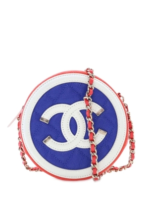 CHANEL Pre-Owned 2019 Tricolor Caviar CC Filigree Round crossbody bag - Blue