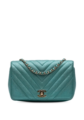 CHANEL Pre-Owned 2019 Small Chevron Caviar Statement Flap shoulder bag - Blue
