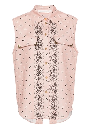 Palm Angels paisley-print sleeveless shirt - Pink