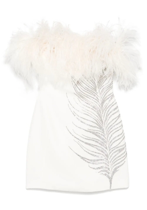 David Koma crystal feather-appliqué mini dress - White