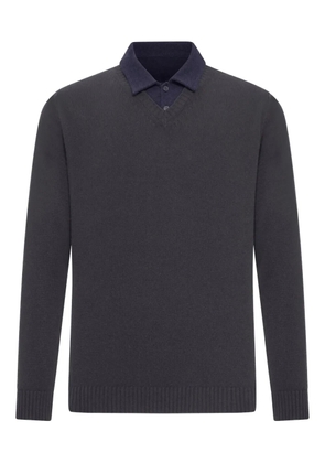 Roberto Collina cotton-piquet contrast-collar polo shirt - Grey