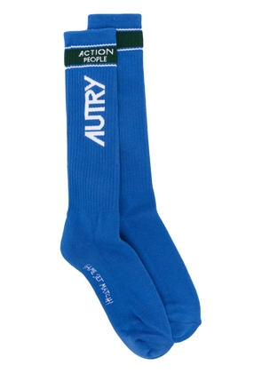 Autry logo-print ribbed socks - Blue
