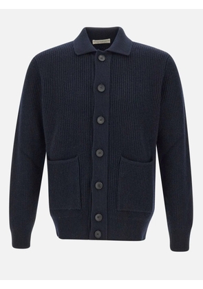 Filippo De Laurentiis ribbed patch-pocket cardigan - Blue