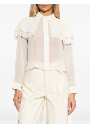 FRAME ruffled long-sleeve shirt - Neutrals