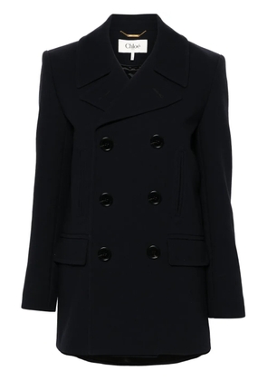 Chloé double-breasted virgin wool coat - Blue