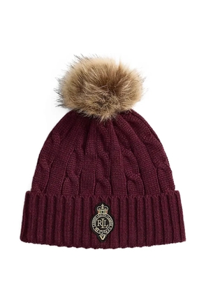Lauren Ralph Lauren cable-knit pom-pom beanie hat - Red
