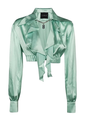 John Richmond ruffled silk cropped shirt - Green
