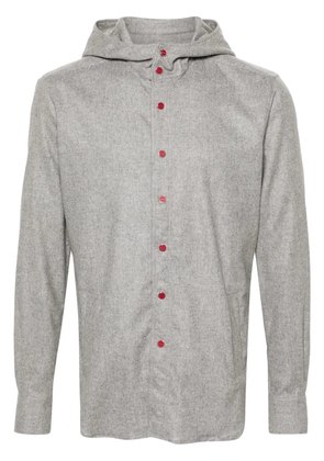 Kiton Mariano flannel hooded shirt - Grey