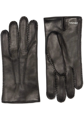 Zegna cashmere-lined leather gloves - Black