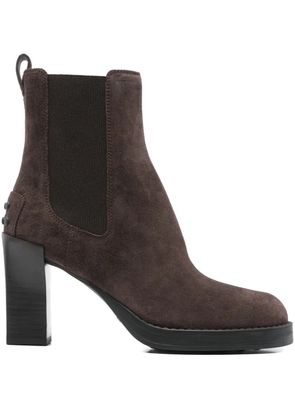 Tod's 80mm block-heel suede boots - Brown