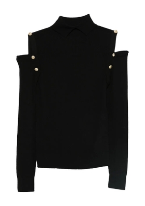 D.Exterior cold-shoulder sweater - Black