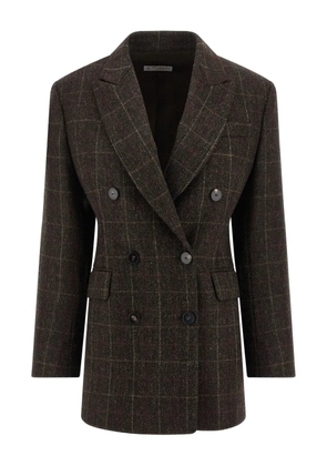 Alberto Biani prince wales double-breasted coat - Brown