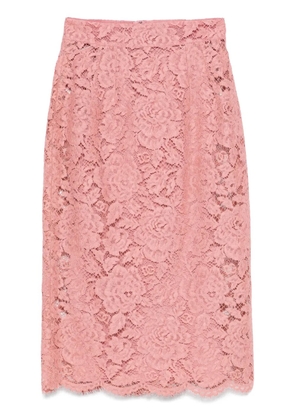Dolce & Gabbana DNA logo-embroidered lace midi skirt - Pink