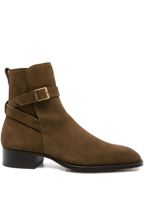 TOM FORD 40mm buckled-strap suede boots - Green