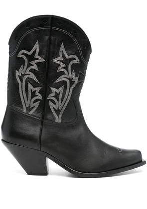 Enfants Riches Déprimés embroidered calf leather biker boots - Black