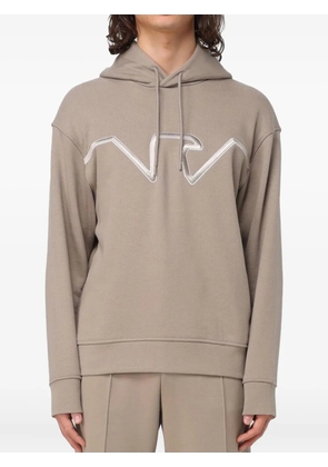 Emporio Armani logo-embroidered hoodie - Neutrals