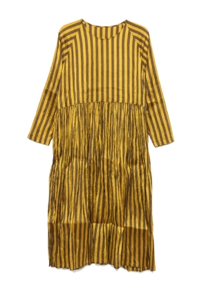 Christian Peau striped pleated dress - Yellow