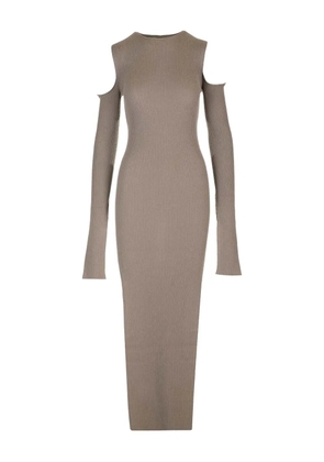 Rick Owens ribbed shoulder-cut maxi dress - Neutrals