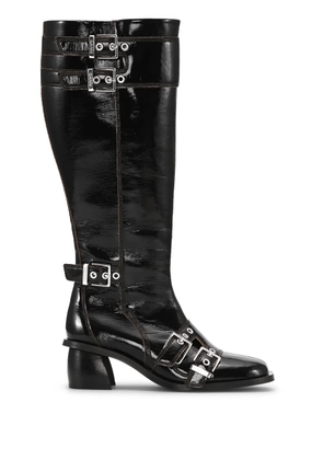 GANNI double-buckle knee-high boots - Black