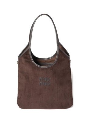 Miu Miu Ivy corduroy-logo shoulder bag - Brown