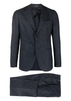 Emporio Armani speckled single-breasted suit - Blue