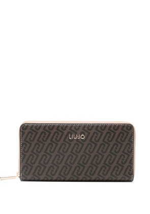 LIU JO large monogram zip wallet - Brown