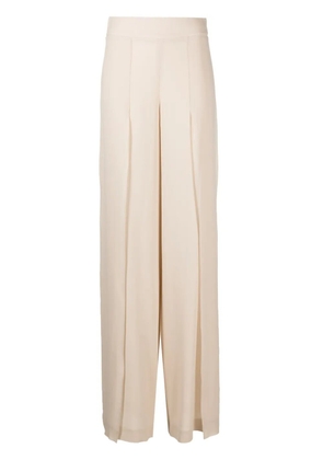 Akris side-slit layered silk trousers - Neutrals