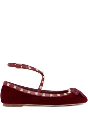 Valentino Garavani Rockstud velvet ballet flats - Red