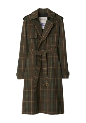 Burberry checked double-breasted trench coat - Green