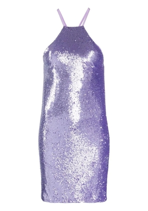 The Attico sequin-embellished open-back dress - Purple