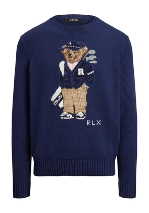 RLX Ralph Lauren Polo Bear-embroidered crew-neck sweater - Blue