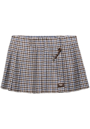 Prada checked wool mini skirt - Brown