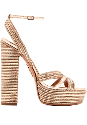 Aquazzura 140mm Sundance Sparkle embellished platform sandals - Pink