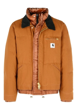 sacai layered corduroy-collar padded jacket - Brown