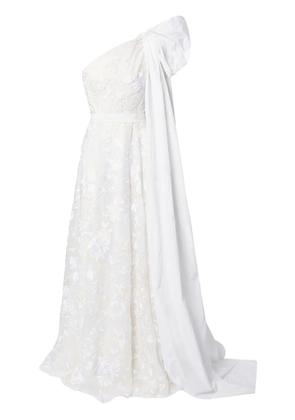 ERDEM Hanne one-shoulder embroidered gown - Neutrals