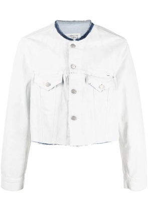 Maison Margiela collarless cropped denim jacket - White