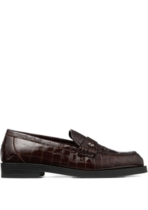 Jimmy Choo Ivy crocodile-embossed loafers - Brown