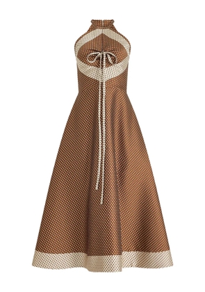 Rosie Assoulin polka dot halterneck midi day dress - Brown