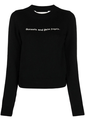 Palm Angels Sunsets-embroidered merino-blend jumper - Black