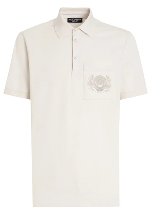 Dolce & Gabbana logo-embroidered polo shirt - Neutrals