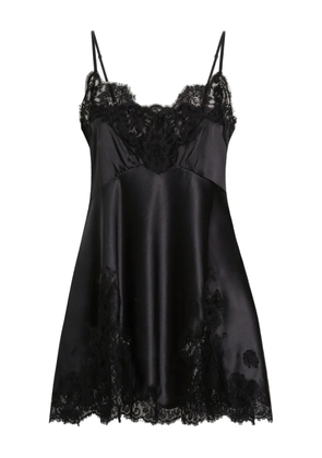 Dolce & Gabbana lace-trimmed satin slip dress - Black